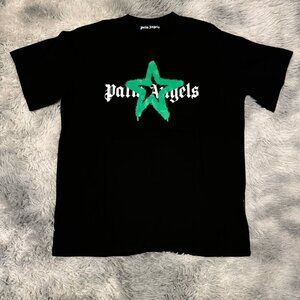 Palm Angels Green Grafitti Star Logo Black T-Shirt Size Medium Large